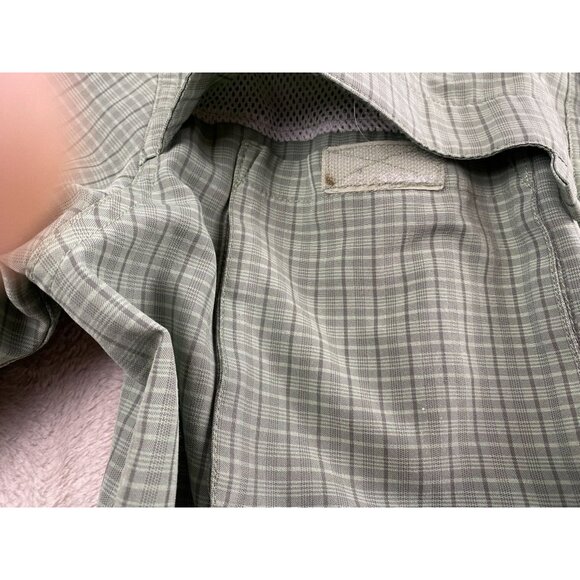 L.L.Bean Men's Shirt M Tall Short Sleeve Button-Up Green Plaid Vented Caped Fish - Picture 9 of 10